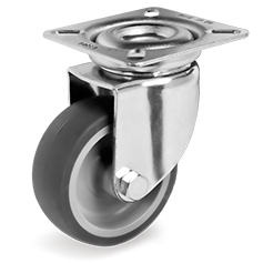 Thermoplastic rubber wheel, polypropylene centre, swivel top plate bracket, 384203