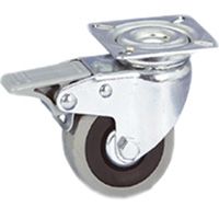Thermoplastic rubber wheel, polypropylene centre, swivel top plate bracket with front lock, 388201