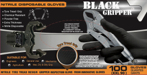 100 pcs BLACK GRIPPER disposable nitrile gloves