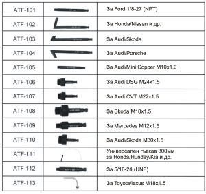 Адаптери за пълнене на масло в автоматични скоростни кутии (ATF) – к-т 13 ч., 50744 