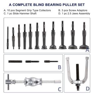 16 Pcs Bearing extractor set with slidding hammer, 50148