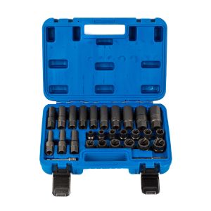 18 Pcs 1/4″ Drive Impact Twist Spiral Extractor Socket Set for Damaged Bolts & Nuts – MG51489